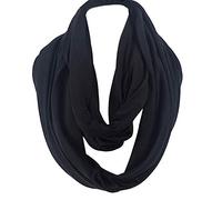 LroHan Écharpe tour de cou unie Infinity Circle Loop pour homme et femme en coton, Noir , taille unique
