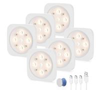 LROLTEF Lampe LED Placard sous Meuble - 1200mAh 4000K Lumiere Armoire Cuisine Rechargeable avec Detecteur de Mouvement Interieur & Liaison sans Fil - Veilleuse pour Dressing Escalier | 6 Pack