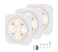 LROLTEF Lampe LED Placard sous Meuble - 1200mAh 4000K Lumiere Armoire Cuisine Rechargeable avec Detecteur de Mouvement Interieur & Liaison sans Fil - Veilleuse pour Dressing Escalier | 3 Pack