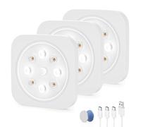 LROLTEF Lampe LED Placard sous Meuble - 1200mAh 6500K Lumiere Armoire Cuisine Rechargeable avec Detecteur de Mouvement Interieur sans Fil - Veilleuse pour Dressing Escalier | 3 Pack