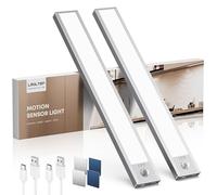 LROLTEF Lampe Placard sans Fil Rechargeable Cuisine sous Meuble - 21cm 1500mAh 6500K Reglette LED Lumiere Armoire Dimmable avec Detecteur de Mouvement Interieur pour Escalier Dressing | 2 Pack
