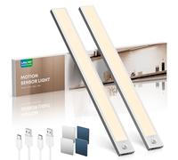 LROLTEF Lampe Placard sans Fil Rechargeable Cuisine sous Meuble 40cm 4000K | 2200mAh Reglette LED Lumiere Armoire Dimmable avec Detecteur de Mouvement, Rechargeable, Fixation Magnétique, 2 Pack