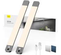 LROLTEF Reglette LED Lampe Cuisine Meuble avec Detecteur 40cm 4000K Gris | 2200mAh Lumiere Placard Detecteur de vol Stationnaire à Main & Mouvement Interieur, Sans Fil Rechargeable, 2 Pack