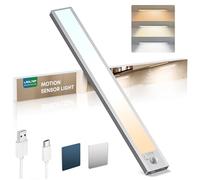 LROLTEF Reglette LED Lampe Cuisine sous Meuble - 40CM 2200mAh 6500K 4000K 3000K Lumiere Placard avec Detecteur de Mouvement Interieur sans Fil Rechargeable - pour Armoire Dressing Escalier | 1 Pack