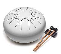 Lronbird Alloy Steel Tongue Drum 8 Notes 6 Inches Handpan Drums Concert Percussion Instruments with Pad Bag Mallets Music Book for Meditation Entertainment Musical Education Zen Yoga Best Gift (White)
