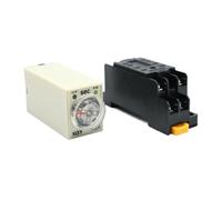 LRPLLWNT Minuterie de Retard H3Y-2 AC110V AC220V AC380V avec Prise Base, Bouton Rotatif Mise sous Tension DPDT 0-60Min, minuterie, Relais synchronisation(0-3 Seconds)