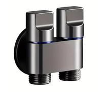 LRPLLWNT Robinet d'angle Double Commande en Acier Inoxydable, Anti-refoulement, fileté, for Salle de Bain et Machine à Laver - Construction métallique(Gun Ash-1)