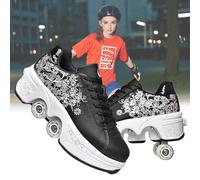 LrpoIv Chaussures à roulettes pour garçons et Filles Basket a Roulette Retractable Baskets Chaussures Qui se transforment en Roller avec 4 Roues pour Adolescents et Adultes