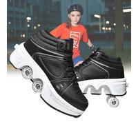 LrpoIv Chaussures à roulettes pour garçons et Filles Basket a Roulette Retractable Baskets Chaussures Qui se transforment en Roller avec 4 Roues pour Adolescents et Adultes