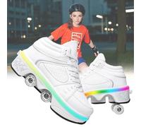 LrpoIv Chaussures à roulettes pour garçons et Filles Basket a Roulette Retractable Baskets Chaussures Qui se transforment en Roller avec 4 Roues pour Adolescents et Adultes