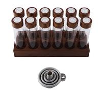 Lrporyvn 12PCS Tubes de Stockage de Grains de Café Cave à Grains de Café Présentoir en Bois et Entonnoir Espresso Accessoires