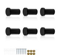 LRREU Patère Noire Rond, 6 pièces Patères en Acier Inoxydable, Patere Salle de Bain, Crochets à Serviettes Percés, Adaptés à la Cuisine, à la Salle de Bain 0XBIT