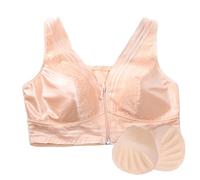 LRSSMB Soutien-gorge De Mastectomie Post-chirurgical Fermeture Éclair Sur Le Devant Prothèse Mammaire Avec Poches Sans Fil Bralette Quotidienne(Skin,XL)