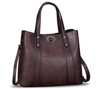 LRTO Sacs à main en cuir véritable pour femmes, sacs à main, sac à bandoulière vintage fait à la main, cuir de vachette, sac à main fourre-tout, marron, taille : M, café, Medium