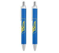 Lrtyuasq Coat of Arms of Ukraine Stylo à bille rétractable amusant 0,5 mm Stylos de travail Cadeaux pour officier Unisexe