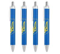 Lrtyuasq Coat of Arms of Ukraine Stylo à bille rétractable amusant 0,5 mm Stylos de travail Cadeaux pour officier Unisexe