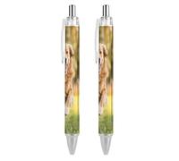 Lrtyuasq Happy Retriever Stylo à bille rétractable en forme de chien Encre noire 0,5 mm Écriture lisse Accessoires de prise de notes pour bureau