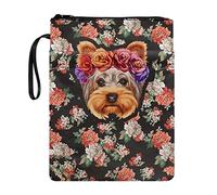 Lrtyuasq Housse de livre avec fermeture éclair et poche - Imprimé coq et poule - Pour femme - Couverture rigide lavable, Yorkshire, Taille unique, Bohème