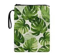 Lrtyuasq Housse de livre avec fermeture éclair et poche - Imprimé coq et poule - Pour femme - Couverture rigide lavable, Monstera, Taille unique, Bohème