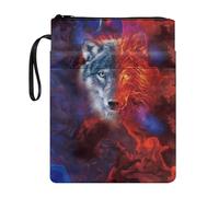 Lrtyuasq Housse de livre pour les amoureux avec fermeture éclair et dragonne pour Halloween, motif imprimé, pochette lavable pour adolescent, adulte, amoureux, loup, Taille unique, Bohème