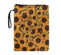 Lrtyuasq Housse de livre pour les amoureux avec fermeture éclair et dragonne pour Halloween, motif imprimé, pochette lavable pour adolescent, adulte, amoureux, Imprimé tournesol., Taille unique,