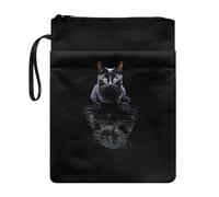 Lrtyuasq Housse de livre pour les amoureux avec fermeture éclair et dragonne pour Halloween, motif imprimé, pochette lavable pour adolescent, adulte, amoureux, Chats noirs mignons, Taille unique,