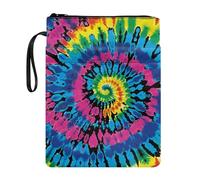 Lrtyuasq Housse de livre pour les amoureux avec fermeture éclair et dragonne pour Halloween, motif imprimé, pochette lavable pour adolescent, adulte, amoureux, Motif tie-dye, Taille unique, Bohème