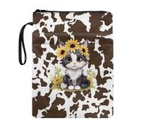 Lrtyuasq Housse de protection rigide avec fermeture éclair pour livre de poche Motif koala, Chat Tournesol Vache, Taille unique, Bohème