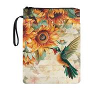 Lrtyuasq Housse de protection rigide avec fermeture éclair pour livre de poche Motif koala, Colibri tournesol., Taille unique, Bohème