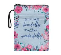 Lrtyuasq Housse de protection rigide avec fermeture éclair pour livre de poche Motif koala, Fleur bleue - You Are Fearfully and Wonderfully, Taille unique, Bohème