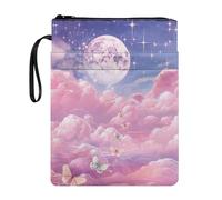 Lrtyuasq Housse de protection rigide avec fermeture éclair pour livre de poche Motif koala, Papillon Nuage Lune, Taille unique, Bohème