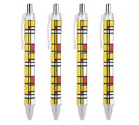 Lrtyuasq Mondrian Stylo-bille rétractable à encre noire pointe fine 0,5 mm Fournitures de bureau