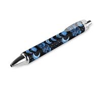 Lrtyuasq Moon Phases Stylo à bille rétractable Motif champignons Noir Corps rond Pointe fine 0,5 mm 1/2