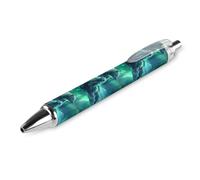 Lrtyuasq Polar Bear Family Stylo à bille rétractable Motif aurore boréale Noir 0,5 mm