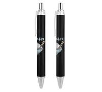 Lrtyuasq Rice is Life Stylo à bille rétractable personnalisé pour homme et femme Bleu 0,5 mm Imprimé amusant