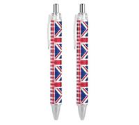 Lrtyuasq Stylo à bille rétractable avec motif drapeau des États-Unis et de la Grande-Bretagne - 0,5 mm - Encre noire - Pour homme et femme