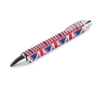 Lrtyuasq Stylo à bille rétractable avec motif drapeau des États-Unis et de la Grande-Bretagne - 0,5 mm - Encre noire - Pour homme et femme