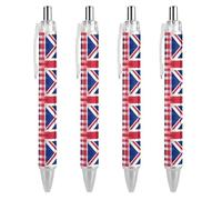 Lrtyuasq Stylo à bille rétractable avec motif drapeau des États-Unis et de la Grande-Bretagne - 0,5 mm - Encre noire - Pour homme et femme