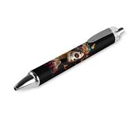 Lrtyuasq Stylo à bille rétractable Day of The Dead Skull Woman Monarch Butterfly Stylo à bille rétractable pour le bureau et l'école