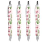 Lrtyuasq Stylo à bille rétractable Mom Mother Mama Tulipe Fleur 0,5 mm Encre noire pour homme et femme