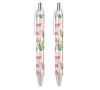 Lrtyuasq Stylo à bille rétractable Mom Mother Mama Tulipe Fleur 0,5 mm Encre noire pour homme et femme