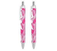 Lrtyuasq Stylo à bille rétractable noir avec ruban pour le cancer du sein - Pointe fine de 0,5 mm - Séchage rapide - Écriture lisse