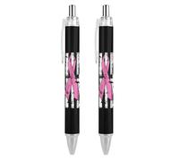 Lrtyuasq Stylo à bille rétractable pour lutter contre le cancer du sein - Motif drapeau américain - 0,5 mm - Cadeau idéal pour les officiers - Unisexe