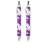 Lrtyuasq Stylo à bille rétractable pour mois de sensibilisation à la maladie d'Alzheimer - Encre noire - Cadeau pour les étudiants - Fournitures de bureau