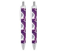 Lrtyuasq Stylo à bille rétractable pour mois de sensibilisation à la maladie d'Alzheimer - Encre noire - Cadeau pour les étudiants - Fournitures de bureau