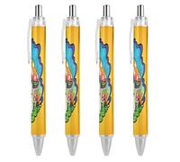 Lrtyuasq Stylos à bille noirs rétractables à encre gel lisse avec pointe fine de 0,5 mm pour l'école, le bureau, motif champignon magique