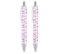 Lrtyuasq Stylos à bille noirs rétractables à encre gel lisse - Pointe fine de 0,5 mm - Pour l'école et le bureau - Motif mignon de dauphins roses