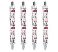 Lrtyuasq Stylos à bille rétractables sur le thème du Royaume-Uni de Londres - Cadeau idéal pour le bureau, le travail et les affaires