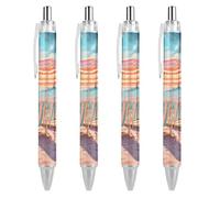 Lrtyuasq Sunrise at The Beach Stylo à bille rétractable Encre noire Pointe fine 0,5 mm Fournitures de bureau