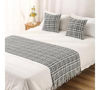 LRUPVEG Chemin De Lit en Tricot De Couleur Unie King Size, Écharpes D'extrémité De Lit De Style Moderne for La Maison, L'hôtel, Housse De Lit, Décorations De Literie(Black,30x50cm Pillowcase)